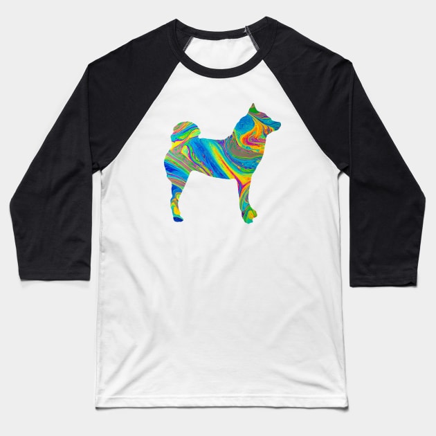 Lilly the Shiba Inu Silhouette - Colourful Bubble on White Baseball T-Shirt by shibalilly